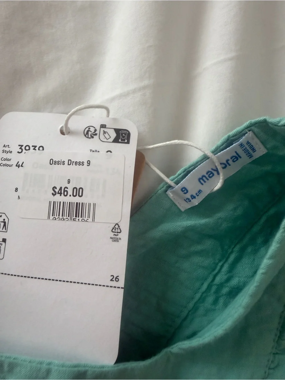 NWT- Mayoral Aqua Ruffle Eyelet Sundress